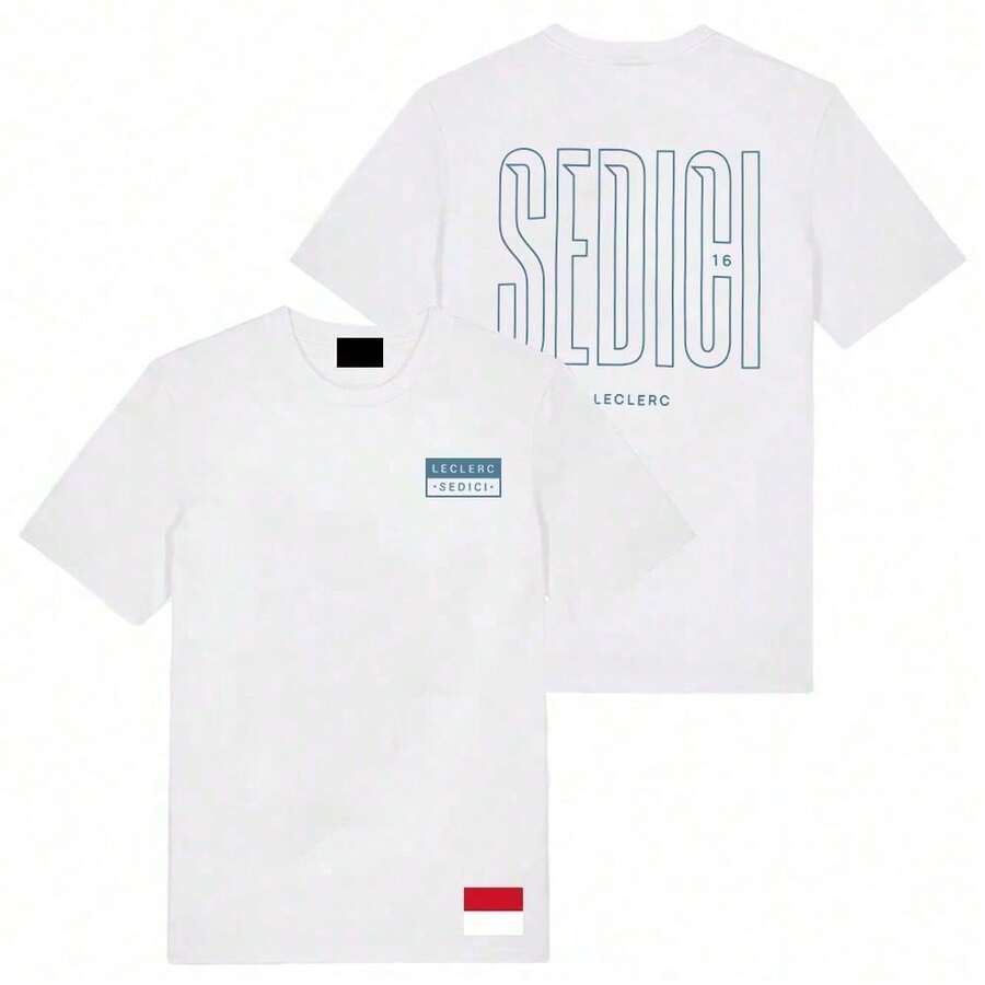 SEDICI TEE Charles No.16  T-Shirt Short Sleeve Cotton Summer O-Neck Fashion Tshirts Unisex Streetwear Racing Driver Shirt - 白色 - 查看 1