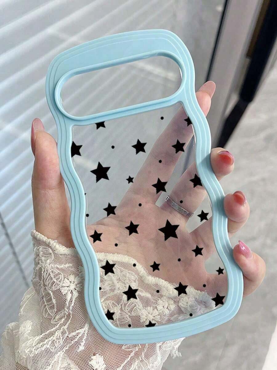 波状の縁に小さいさいさな星がトレースかれた黒い携帯電話ケース. Pixel 10 Pro,Pixel 10,Pixel 10A,Pixel 9A,Pixel 9,Pixel 9 Pro,Pixel 8,Pixel 8A,Pixel 7Aに対応しています.防水,耐衝撃性,耐衝撃性,傷つきにくいのあるデザイン. - ブラック - チェックする 1