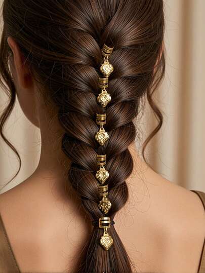 20pcs Fruit Dreadlock Hair Scrunchies Tassel Alloy Adjustable Dreadlock Hair Rings, Suitable For Daily, Party, Vacation Wear