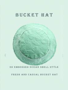1pc Casual Sunwave Polyester Fiber (Polyester) Shell Jacquard Decor Bucket Hat, Geometric 3D Pattern, Suitable For Spring, Summer, Autumn And Winter - Sea Salt Mint Green - View 4