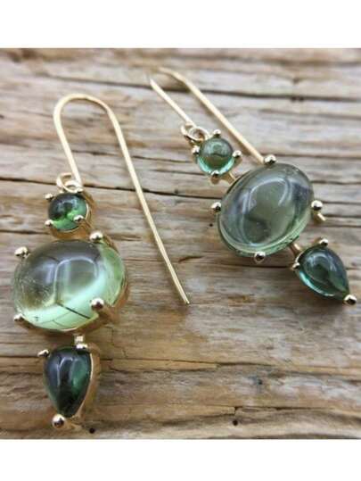 Elegant Light Green Transparent Oval Pendant Earrings, Handmade Jewelry Suitable For Women's Daily Wear, An Ideal Gift For Her