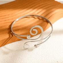 Women's Silver Double Tail Rhinestone Bangle, Suitable For Daily Wear - Silver - View 4