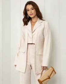 Premium Women's Double Blazer And Pants Set - Cru - View 7