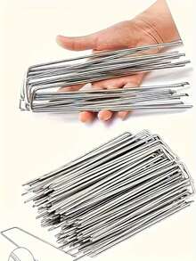 80pcs Heavy Duty U-Shaped Garden Nails, Metal Garden Pegs, Suitable For Securing Garden Fabrics, Fences And Lawns, Heavy Duty Yard Nails For Controlling Fabrics And Lawn Decor - U-shaped Ground Stakes - View 7