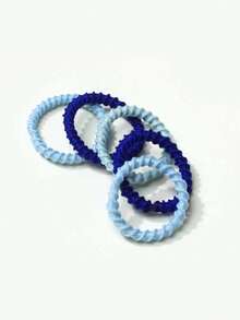 100pcs/Pack Random Color Children's Spiral Hair Ties - Blue - View 3