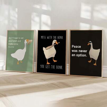 3PCS/SET "Untitled Goose Game" Meme Print-A Modern-Style Decorative Print Perfect For The Living Room, Home Decor, Frameless