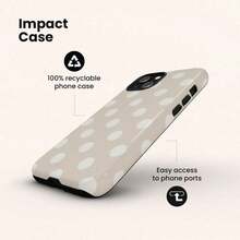 GIIPPA 二合一哑光米色底白色波点手机壳，适用于 17/16/15/14/13/12/11 Pro Max/Pro Plus/12 Mini/13 Mini，也适用于 Galaxy S26 S25 S24 S23 S22 S21 Plus Ultra - 米色 - 查看 3