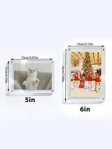 Magnetic Refrigerator Photo Frame, 3/5/6 Inch Size Options, Creative Photo Sticker, No Drilling Required, Decor For Kitchen, Office, Ins Style, Magnetic Photo Frame - Multicolor - View 15