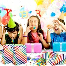 20个彩虹条纹纸质糖果袋，牛皮纸礼品袋带贴纸，适合婴儿派对、婚礼、情人节等场合。 - 彩色 - 查看 3