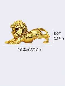 1pc Retro Style Resin Gold Lion Statue, Ideal For Decorating Bars, Offices And Bedrooms. This Lion Wall Decor Is A Perfect Home, Office, Bookshelf And Tabletop Display Item, Serving As A Charming Decor Piece And Collectible Asian Animal Sculpture. - 1PC - View 10