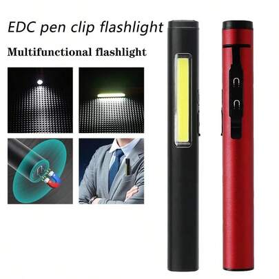 Magnetic LED Work Flashlight Rechargeable Battery COB+XPE Pen Clip Light Bright Outdoor Camping Emergency Flashlight