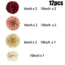12 piezas, pompones de papel de seda rosa rústico para bodas, compromisos, guirnalda de papel con puntos, colgante de fondo para decoración neutral, decoración de cumpleaños, decoración de pared, decoración del hogar - Multicolor - Ver 9