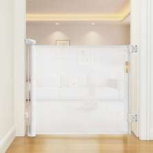 Retractable Stair Gate – 33" Tall Gate With One-Hand Operation For Stairs, Doorways, Hallways & Outdoor Use - White - 130cm - View 1