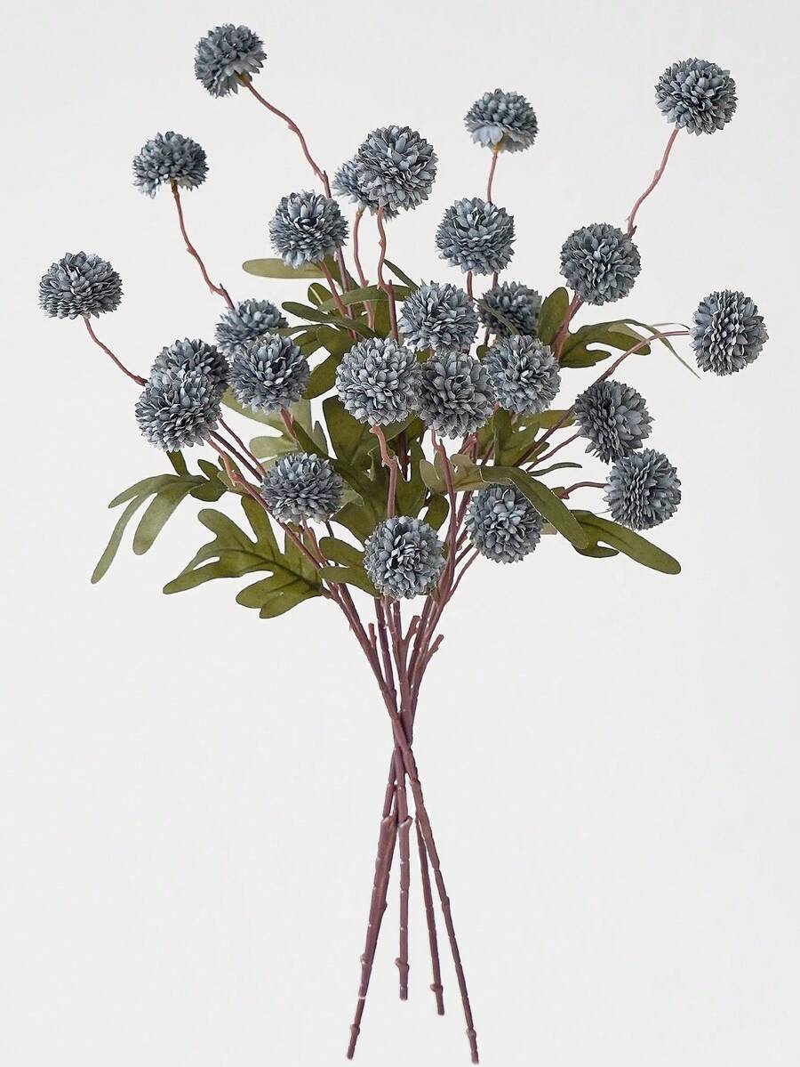 3支仿真植物，50厘米迷你蒲公英塑料假花茎，丝绸仿花茎，适合家居客厅卧室装饰，仿真植物，秋季装饰，房间摆设，桌面装饰，花园装饰，房间装饰，情人节礼物 - 霧霾藍 - 查看 1