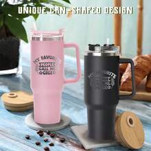 Bình giữ nhiệt chân không 40oz có nắp và tay cầm ống hút, màu trắng/đen/hồng, cốc cà phê du lịch & cắm trại, quà tặng sinh nhật/Giáng sinh/Lễ Tạ ơn cho GIGI - Nhiều màu - Xem 2