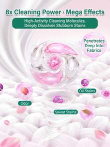 100颗/包 五合一浓缩香氛洗衣凝珠，含柔顺剂、去污剂、持久留香、强效清洁洗衣球，植物香氛，家用 - 液體 - 查看 3