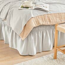 VOLTITO 1pc Elastic Bed Ruffle - Easy Wrap Around Ruffle - Microfiber Bed Skirt With Adjustable Elastic Belt 15 Inch Tailored Drop - Hotel Quality Bedskirt, Fade Resistant (T/F/Q/K) - Bạc - Xem 9
