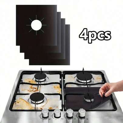 4 pezzi Cuscinetti di pulizia riutilizzabili anti-macchia d'olio, tappetini protettivi per fornelli a gas domestici, cuscinetti durevoli adatti per il fondo del forno, il fornello a gas e la griglia, ottimi per feste e vacanze