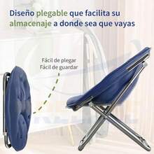 BREEZEE Silla de Luna Plegable Acolchada Incluye Reposapiés Diseño Portátil Fácil de Transportar Suave y Cómoda Ideal para Camping Oficina Home Office Moon Chair Super Cómoda Sillón Platillo - Verde - Ver 4