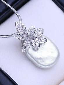 1件优雅立方氧化锆项链吊坠，女士情人节礼物，婚礼首饰 - 1# - 查看 2