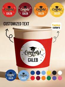 12/24/40pc Customize Text Congrats Graduation Round Stickers,Personalized Grad Cap & Confetti Stickers, Custom Name & Year Graduation Season Sticker, Grad Party Decor Stickers For Cups, Notebook,Gift Wrapping, Graduation Party Supplies 2026, Ideal Gift For 2026 Graduate, Grad Parent, And Party Planner,Waterproof Stickers - Multicolor - View 1