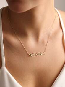 Customized Stainless Steel Name Necklace, Gold Box Chain Personalized Font Necklace, Jewelry Gift For Girlfriend, Family - Gold - Style 12 - View 6