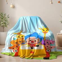 The Plim Plim Cartoon Blanket Is Comfortable And Warm, Making It A Lovely Halloween Gift For Children. Printed With Images Of Plim Plim Riding A Circus Ride, The Blanket Is Made Of Flannel And Perfect For Relaxation. Children's Blanket - 白色 - 查看 2