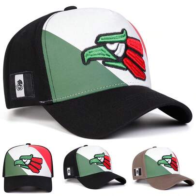 1pc Men's Eagle Embroidered Truck Driver Hat, Streetwear Baseball Cap, Five-Panel Outdoor Sun Protection Casual Hat For Spring, Autumn, Travel, Beach