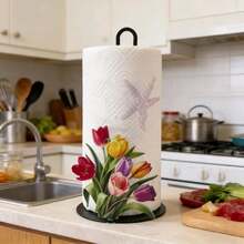 10.24-Inch Cast Iron Tulip Tissue Holder - No Drilling Required, Surface Mount, Festival Decoration, Suitable For Kitchen, Bathroom, And Party, Sturdy Iron Structure, Perfect For Festival Celebrations, Mother's Day Gift Decoration - Multicolor - View 9