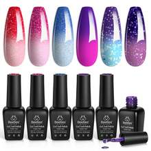 Beetles Pearl Gel Nail Polish, 6 Colors Shimmer Pearl White Pink Purple Mermaid Nail Drawing Spring Gel Polish - 6 Colors Electic Party - 查看 9