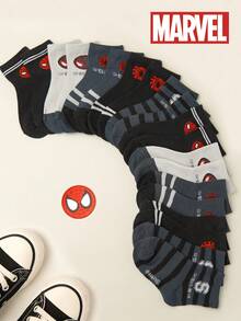 Marvel 1/5/10 Pairs Kids Cute Superhero Series Socks, Boys' Mid-Calf Socks, Korean Cartoon, Autumn/Winter, Girls' Socks, Children & Superhero Character Socks - Multicolor - View 14