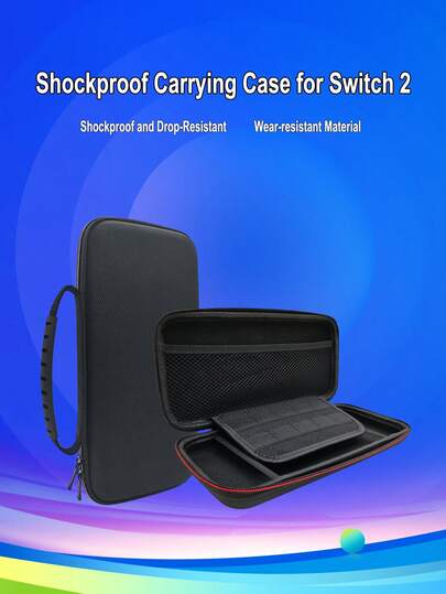1pc 2 Game Carrying Case, Shockproof, Scratch-Resistant, Waterproof, Dual-Color Zipper Design, Protect Console Safely