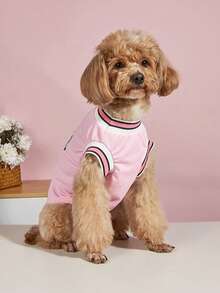 1pc Pet Clothes, Lightweight Breathable Sports Mesh Basketball Jersey For Small/Medium/Large Dogs, Suitable For Summer - Pink - View 3