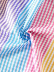 Colorful Striped Floral Strap A-Line Casual Dress, Suitable For Young Girls, Summer Gift, Beach Vacation - Multicolor - View 6