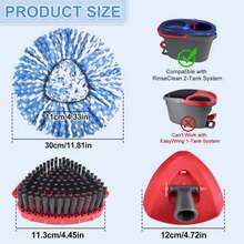 Mop Heads Replacements For O Ceda,Mop Replace Head For Oceda Rinseclean 2 Tank,Microfiber Mop Refills,Include 3 Spin Mop Replacement Head 1 Scrub Brush 1 Mop Base Machine Washable &Amp; Easy To Replace - White - View 2