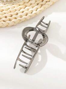 1pc Wavy Line Design Hollow Alloy Hair Claw Clip For Daily Use Hair Clips Hair Jaw Clip Hair Clamps Hair Clutch Hair Catcher Clip, Black Hair Accessories Fall Winter For Vacation Outfits Woman Summer Beach - 黑色 3 - 查看 4