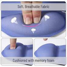 - Ergonomic Mouse Pad With Wrist Rest Dusky Blue-Purple Breathable Fabric With Memory Foam Cushion Non-Slip Rubber Base Gel Mouse Pad With Wrist Support - Xanh tím sẫm - Xem 5