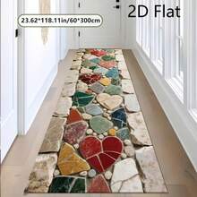 1 pieza Alfombra decorativa de estilo moderno con piedras de colores, decoración de dormitorio, alfombra pequeña, alfombra lavable, decoración de sala de estar, alfombra para exteriores - Multicolor - Ver 4
