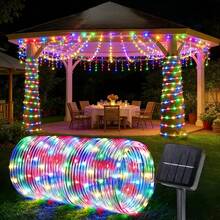 IPX4 Waterproof Solar LED Light Tube, Flexible Solar String Lights Suitable For Swimming Pool, Patio, Garden, Outdoor Decor, 8 Lighting Modes With Auto Light Sensor, DIY Design - Colored Light - View 5
