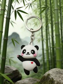 3pcs Cute Panda Cartoon Keychain, Suitable As Holiday Gift For Family And Friends, Fits Daily Outfit Decoration - Multicolor - View 2