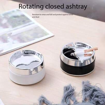 Stainless Steel Ashtray For Home And Car, Durable, Scratch-Resistant, Multi-Functional, Colorful, Electroplated, Sealed, Windproof, Rotatable, Thickened, Minimalist And Fashionable Ashtray For Living Room