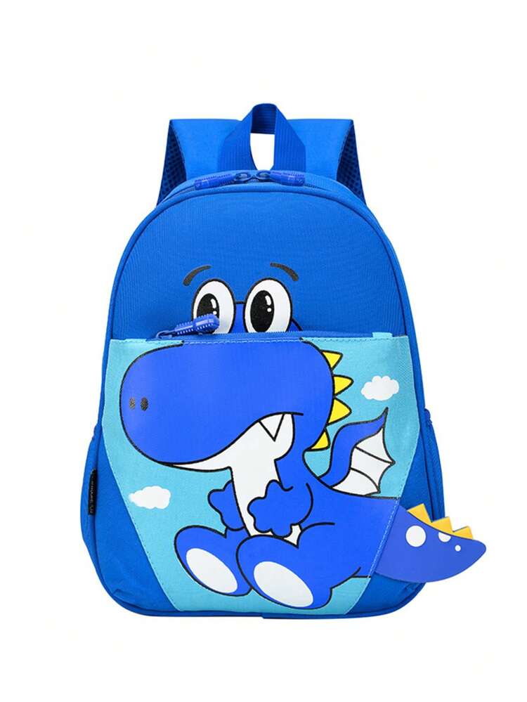 New Dinosaur Backpack, Made Of Nylon Material, Casual & Minimalist, Zipper Design, Adjustable Shoulder Straps. Suitable For Shopping And Travel, Can Easily Accommodate Daily Necessities. A Multifunctional Fashion Item Adaptable To Various Styles And Occasions. - Blue - View 6