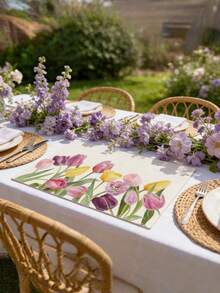 1/4pcs Vibrant Tulip Placemats - Modern Dutch Floral Design Multicolor Tulip Pattern, Washable Durable Tabletop Protector For Kitchen, Dining Table, Party Decor - Decorative Rectangular Placemats - Minimalist Tulip Floral Pattern, Non-Slip Heat-Resistant, Kitchen Table Mats, Coffee Mats Home Accessories - Holiday Party Decoration - Multicolor - View 11