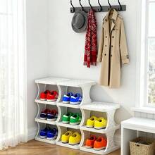 3-Tier Stackable Shoe Rack, Modular Shoe Storage Organizer, Adjustable Multi-Layer Shoe Rack, No-Bracket DIY Space-Saving Shoe Rack - Multicolor - View 6