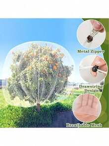 1pc Fruit Protection Net Bag, Suitable For Fruit Trees To Prevent Birds, Compatible With Apple Trees And Blueberry Bushes To Protect Against Birds, Pests And Deer, With Zipper And Drawstring Cicada Net Cover, Fine Mesh Insect Protection Cover For Blueberries And Tomatoes - A - View 7