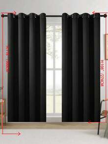 1片/2片装窗帘，遮光窗帘，隔热，不透光窗帘，带孔眼，遮光，防紫外线，卧室客厅室内装饰，隔热遮光窗帘 - 重型遮光带孔眼窗帘，适用于卧室和客厅，保护隐私和调节温度的窗帘，客厅窗帘 - 黑色 - 查看 30