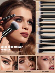 A 44/36-Piece Makeup Brush Set Made Of Biomimetic Fiber Bristles, Featuring Soft Bristles With Strong Pigment Pickup, A Versatile Full-Face Makeup Brush Set Suitable For Eyeshadow, Blush, And Foundation Application. - Multicolor - View 7