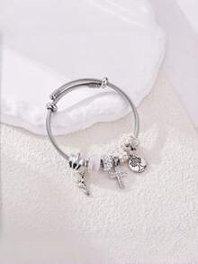 1 chiếc vòng tay nữ thời trang và đa năng, mặt dây chuyền hình thánh giá đính vương miện và cây sự sống, sản phẩm mới, trang sức cao cấp dành cho nữ, phù hợp để đeo hàng ngày và dự tiệc. - Nhiều màu - Xem 5