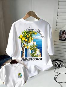 Amalfi Coast Resort Style T-Shirt, Casual Holiday Look, Comfortable Short-Sleeved T-Shirt Made Of Pure Cotton For Men, Relaxed Fit, Suitable For Everyday Wear, Weekend Outfits, Travel And Holidays, Stylish And Versatile T-Shirt, Outdoor Sports Shirt, Men's Summer Clothing - 白色 - 查看 2