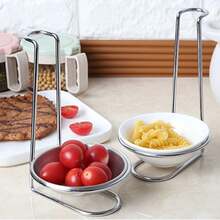 1pc Stainless Steel Kitchen Storage Rack - Upright Spoon & Bowl Holder, Cooking Utensils Organizer - Silver - View 4